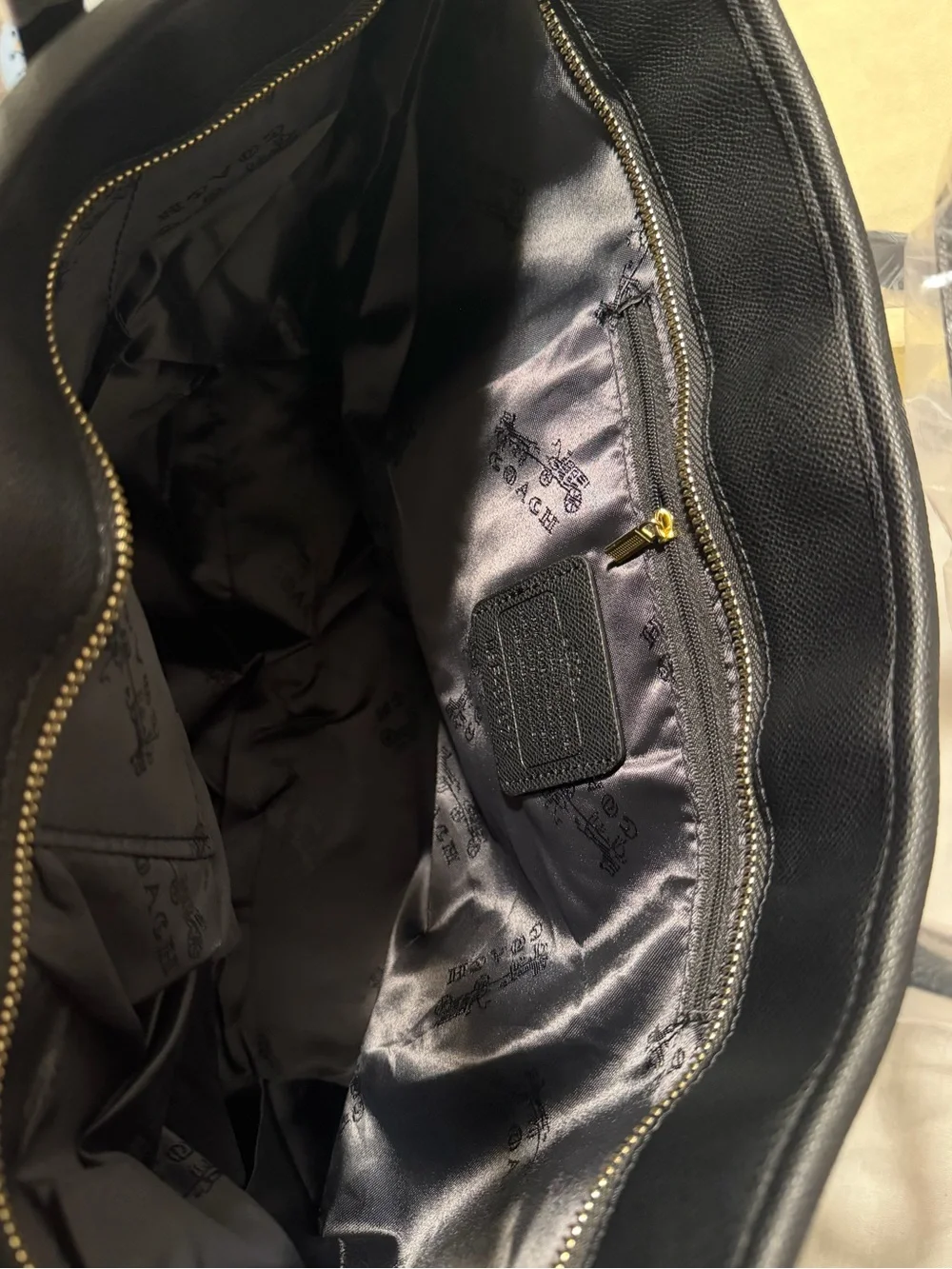 Coach Charcoal Signature Tote with Gold Accents